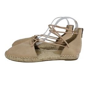 Eileen Fisher blush pink Nubuck leather d'orsay lace-up espadrilles size 8.5
